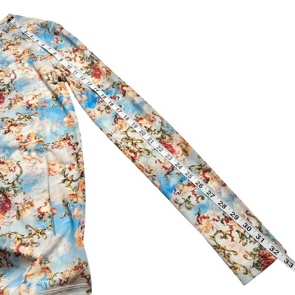 ASOS Design | Men | Rococo Floral Angels LS Sheer Mesh Muscle Shirt | Size Small - Picture 7 of 12